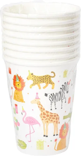 Miniatura 3 de Vasos de papel de animales para fiestas, popotes, 8 unidades (TWCST-25362)