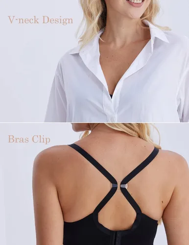 Miniatura 4 de HOFISH Sujetador de lactancia de maternidad para lactancia materna, embarazo, cuello en V profundo, camiseta sin varillas, con extensores y clips