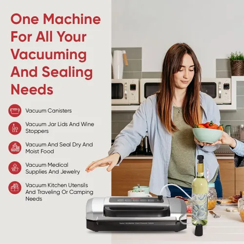 Miniatura 5 de Magic Mill Máquina selladora al vacío de alimentos Mango patentado de fácil cierre para selladores de carne manuales y automáticos, sellado