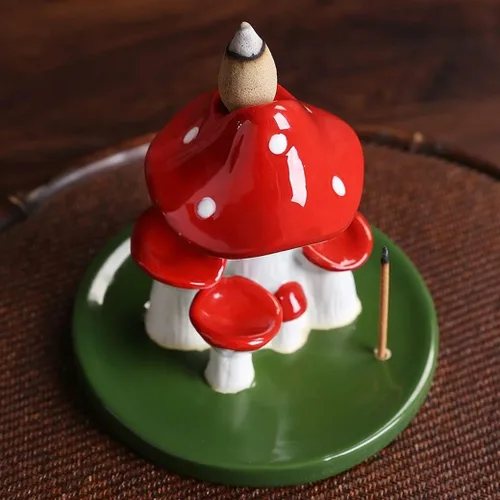 Miniatura 3 de Quemador de incienso de cerámica de reflujo para decoración del hogar, quemador de incienso de hongos creativos, sándalo, aromaterapia, incensario