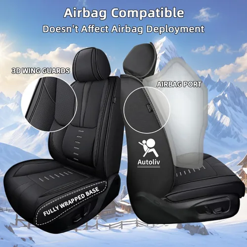 Miniatura 5 de IKABEVEM Fundas de Asiento Compatibles con Chevrolet/Chevy Silverado 2007-2024 2025 2 Fundas de Asiento Frontales Transpirables con Soporte Lumbar