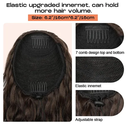Miniatura 5 de SEIKEA Extensión de cola de caballo, cola de caballo falsa de 22" larga, ligera, rizada natural completa con cordón, extensión de cabello