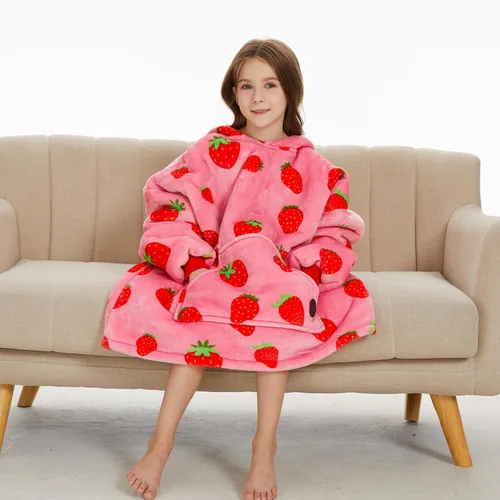 Miniatura 5 de Three Poodle - Manta con capucha portátil para niños, sudadera de sherpa de gran tamaño con capucha gigante, manta con capucha cálida y acogedora