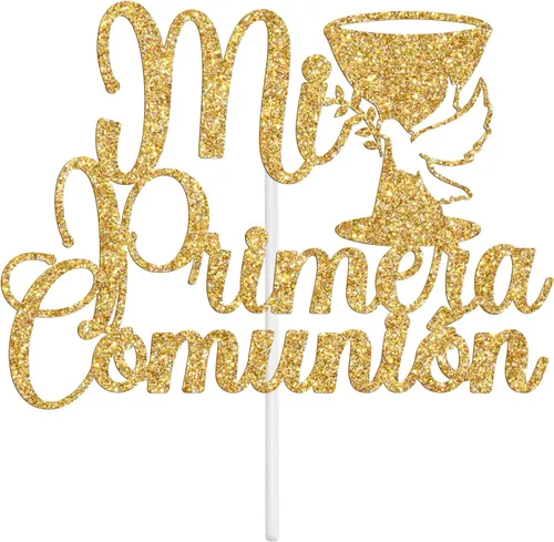 Miniatura 8 de Mi Primera - Decoración para tartas de comunión, decoración de pastel de primer bautismo de bebé español, primera comunión/Dios bendiga/suministros