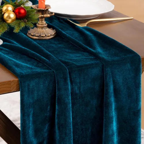 Miniatura 11 de Socomi Camino de mesa de terciopelo negro para el día de San Valentín, decoración de 20 x 120 pulgadas, tela de 10 pies, camino de boda de Acción