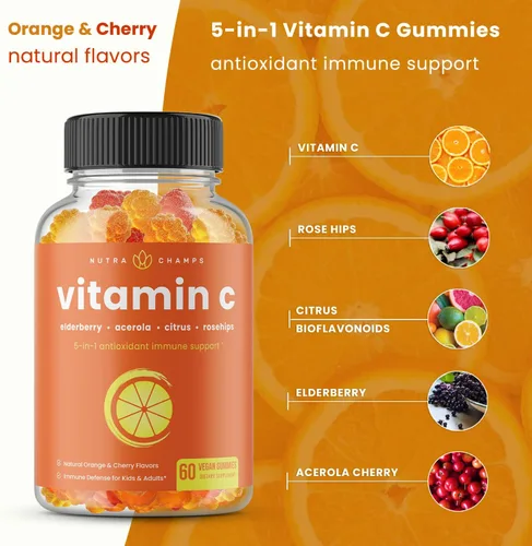 Miniatura 4 de NutraChamps Paquete de 2 gomitas de vitamina C y gomitas de saúco