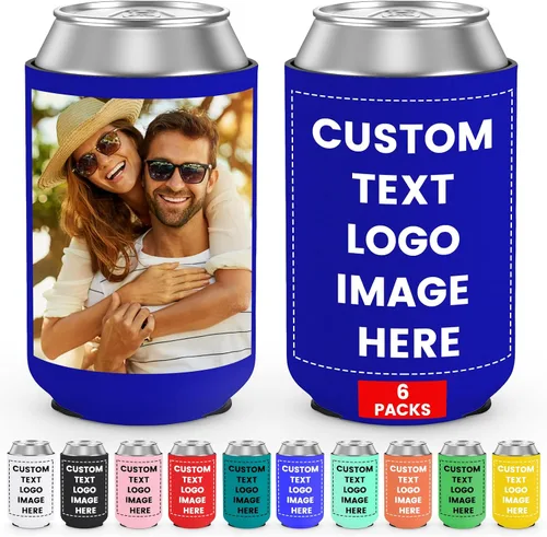 Miniatura 14 de Paquete de 300 enfriadores de latas personalizados a granel, enfriador de latas personalizado con logotipo de foto texto para bodas, cumpleaños