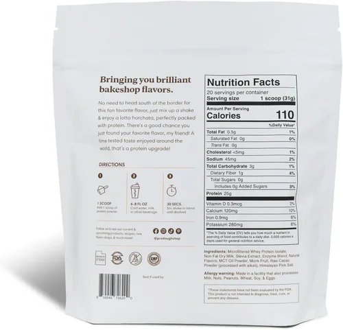 Miniatura 2 de ProDough Proteína de suero aislada hidrolizada en polvo gourmet para mezcla de batidos - Mezcla de enzimas de fácil digestión, 25g de proteína por