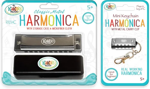 Miniatura 9 de KaKo'o Music - Juego de armónica de acero inoxidable, color azul vibrante, tamaño estándar, instrumento de viento para principiantes para niños