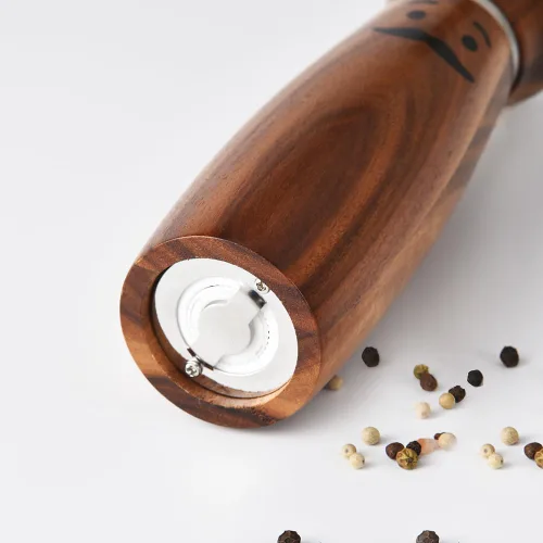 Miniatura 5 de Molinillo de madera para sal o pimienta, molino de madera de acacia de 8 pulgadas con molinillo de cerámica ajustable, parte superior de acero
