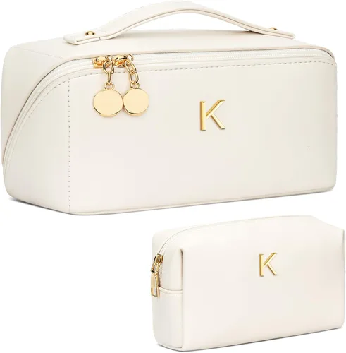 Miniatura 53 de Regalos de cumpleaños para mujeres y adolescentes, juego de bolsas organizadoras de maquillaje con iniciales personalizadas, bolsa de cosméticos