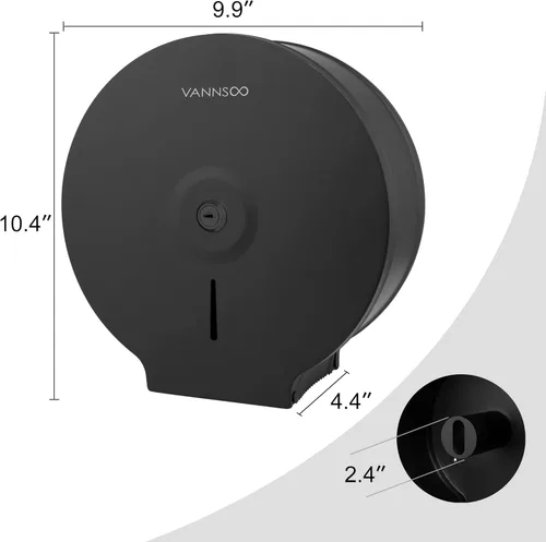Miniatura 4 de Dispensador Comercial de Papel Higiénico Jumbo, Soporte de Pared de Acero Inoxidable para Rollos de 9 Pulgadas, Dispensador de Papel Higiénico