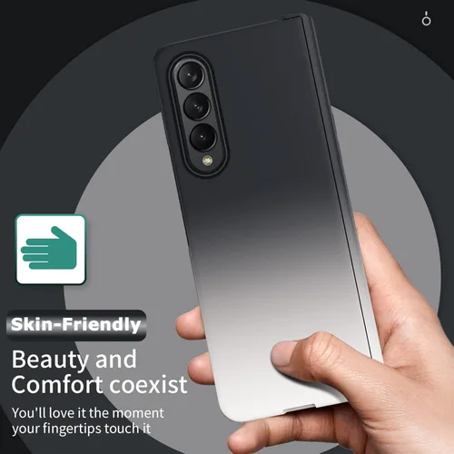 Miniatura 5 de NINKI Funda compatible con Galaxy Z Fold 4 en blanco y negro degradado con protector de pantalla y bisagra, funda protectora de cuerpo completo