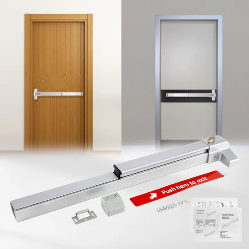 Miniatura 8 de PARTOL Barras de pánico para puertas de salida comerciales, juego de cerradura de barra de pánico de acero inoxidable plateado para puertas de Con