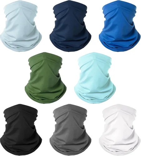 Miniatura 7 de Paquete de 8 polainas para el cuello, pasamontañas, bandana de caparazón, máscara facial de enfriamiento con protección UV para hombres y mujeres