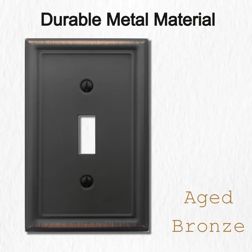 Miniatura 3 de OKAWYC Luca - Placa de pared de metal para interruptor de luz de palanca individual, paquete de 4 unidades de bronce envejecido de 1 banda, placa