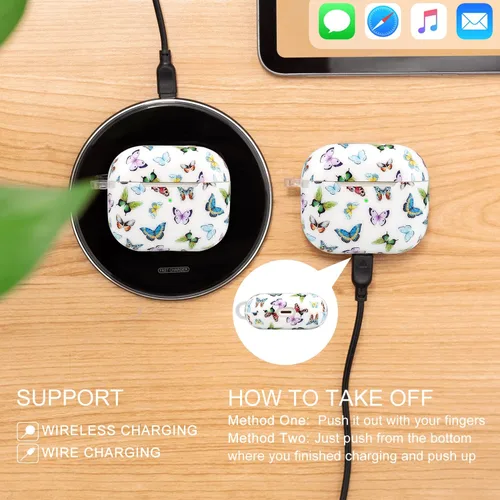 Miniatura 5 de Funda para Airpods 3 de mariposa, funda CutebriCase AirPods de tercera generación 2021 para mujeres y niñas, funda protectora rígida para AirPods 3