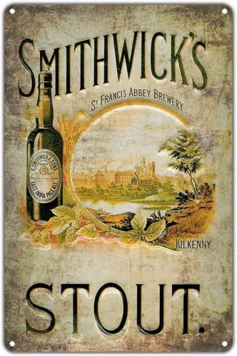 Smithwick's Stout Craft Vintage Retro Metal Wall Decor Art Store Man Cave Bar Pub Garage Letrero de aluminio de 8 x 12 pulgadas