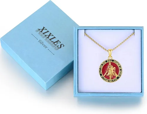 Miniatura 261 de Collar con colgante de plata de ley 925 con medalla de San Patrón, joyería religiosa para hombres y mujeres, con cadena de acero inoxidable 316L