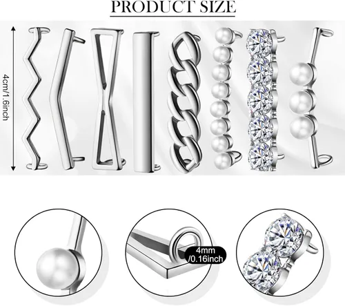 Miniatura 2 de Hicarer 16 piezas8 pares de dijes de cordones para zapatos deportivos, decoración de cordones de zapatos, clips decorativos para zapatos, diamantes