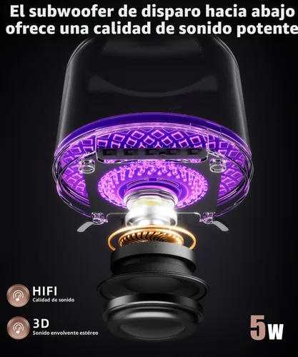 Miniatura 3 de Altavoz Bluetooth con sonido HD y luces, inalámbrico portátil, batería de larga duración, emparejamiento TWS, para el hogar, fiesta, al aire libre