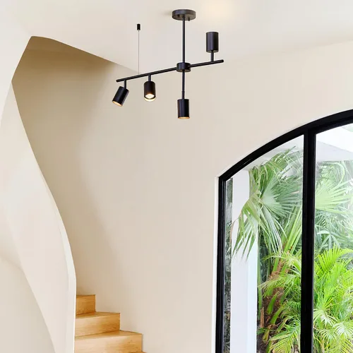 Miniatura 5 de GLOBE Electric 64000048 Iluminación de riel de altura ajustable de 4 luces, negro mate, pantallas pivotantes, iluminación para cocina, baño