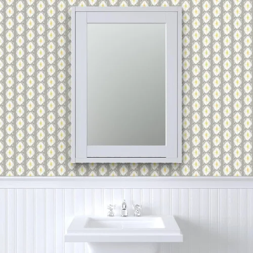 Miniatura 6 de Papel tapiz de grado comercial - Sueño de madera flotante gris tribal escandanavo bloque estampado Ikat enrejado gris mediados de siglo moderno