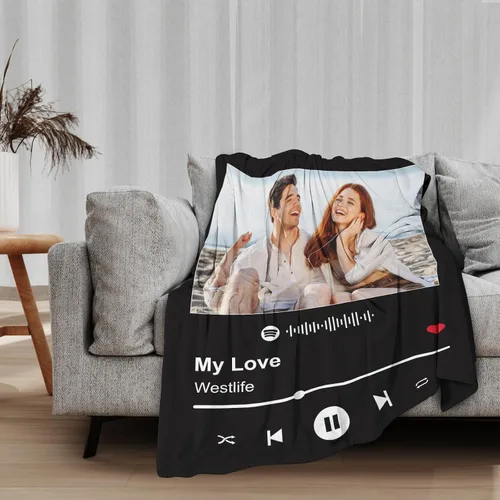 Miniatura 2 de Manta personalizada con imagen, regalos personalizados para novio, novia, regalos conmemorativos de aniversario para él, su pareja, regalos