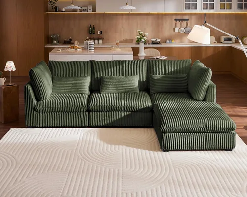Miniatura 42 de Sofá Modular de Gran Tamaño, Sofá Seccional de Chenilla Nube Extra Profundo con Chaise Otomana, Sofá Esponjoso de Chenilla de 4 Plazas para Sala