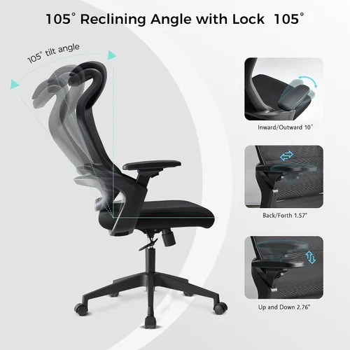 Miniatura 5 de EUREKA ERGONOMIC OC77 Silla de oficina de malla, silla de oficina ergonómica, sillas de escritorio de oficina en casa con reposacabezas de gran