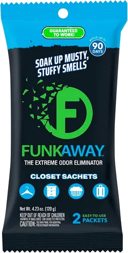 FunkAway Bolsa de armario que elimina olores extremos, paquete absorbente de olores ideal para armarios, cajones, cestas, áticos y espacios de