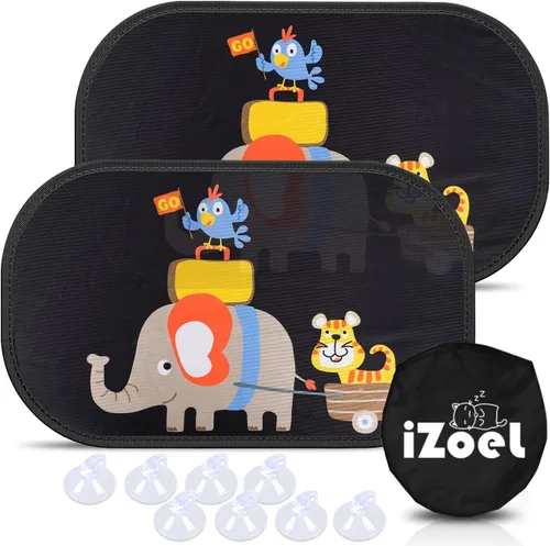 MOVINPE Parasol para auto para bebés y niños, 2 unidades, adhesivo estático para ventana lateral, parasol trasero universal de 80GSM con 8 ventosas