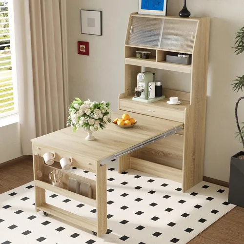 Miniatura 15 de JIVOIT Juego de mesa de comedor de 3 piezas con altura de mostrador, juego de comedor de madera maciza con 2 taburetes tapizados, mesa de comedor