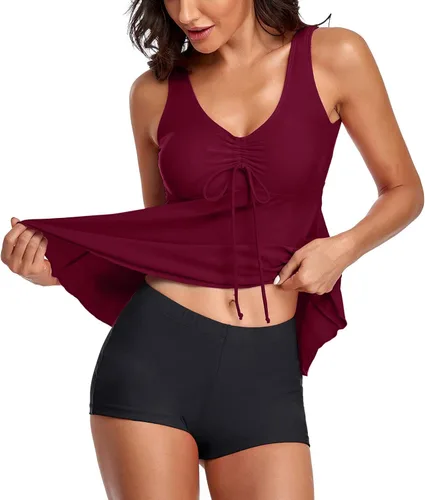 Miniatura 3 de kangguolai Board Shorts Women Piece Two Flowy Swimwear for Women Suits Swimsuits Tank Control Bathing Tummy Woman