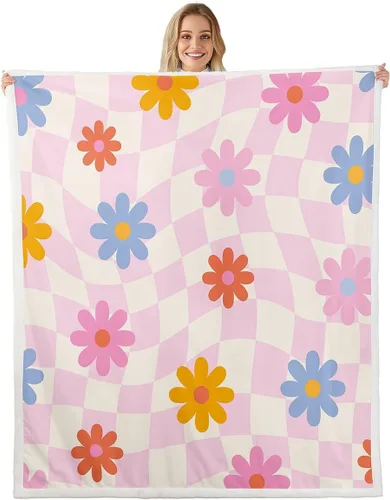 Miniatura 18 de Manfei Manta de vellón con diseño de mariposas florales en acuarela, manta acogedora para cama, sofá, decoración de habitación de niños, niñas