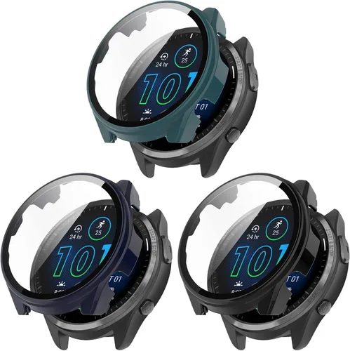 Miniatura 12 de FitTurn Compatible con Garmin Forerunner 965 - Funda protectora de pantalla de repuesto para PC, delgada, cobertura completa 3D, protector