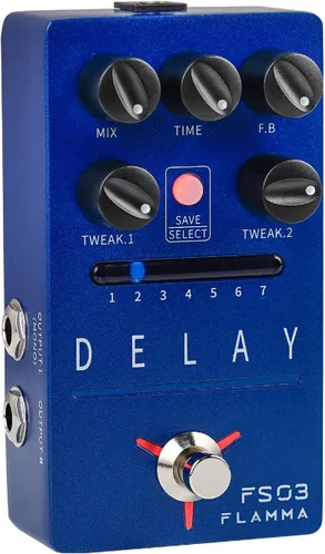 Miniatura 10 de FLAMMA FS22 - Pedal de efectos combo de delay y reverberación estéreo para guitarra ambiental con 3 pares de efectos combo, delay inverso, Combo