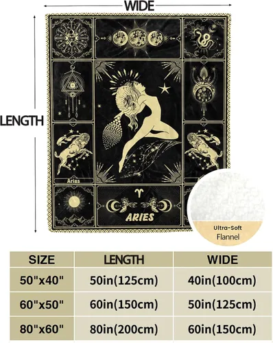 Miniatura 4 de Aries Manta 12 mantas de cama de horóscopo astrología, suaves y acogedoras, mantas de franela personalizadas de 60 x 50 pulgadas
