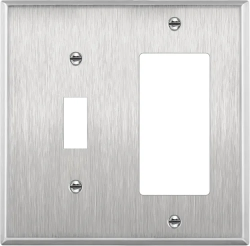 Miniatura 21 de ENERLITES - Placa de pared combinada de acero inoxidable para interruptor de palanca y decorativo, resistente a la corrosión, placa metálica de 2