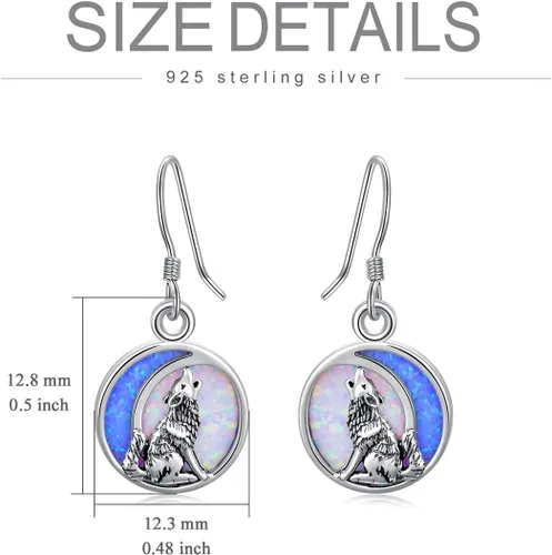 Miniatura 6 de POPKIMI Bonitos aretes colgantes de animales, joyería de animales, regalos de cumpleaños y Navidad para mujeres, aretes de ópalo de cristal de plata