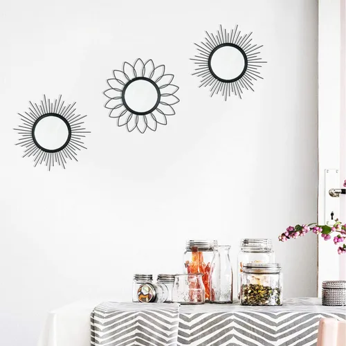 Miniatura 3 de Paquete de 3 espejos metálicos para pared, con diseño de rayos de sol, para decoración del hogar, arte decorativo para colgar en la pared para sala