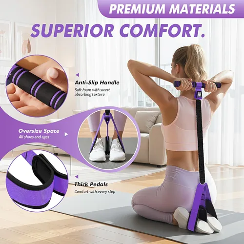 Miniatura 5 de Pedal Resistance Band with Handle Upgraded 55LBS Exercise Resistance Bands for Core, Abs, Legs, Glutes, Arms, Strength, Physical Therapy, Pilates