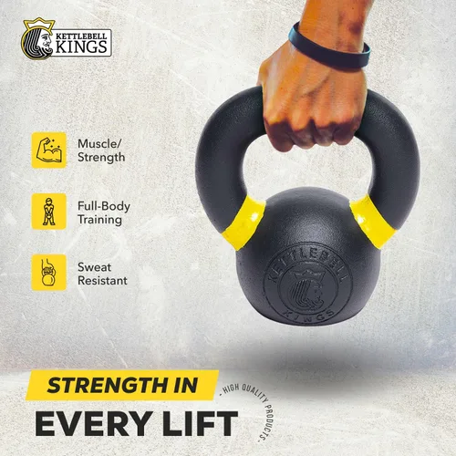 Miniatura 5 de Kettlebell Kings Pesas rusas con recubrimiento en polvo de 4 a 105.8 lbs Pesas de mano Equipo de gimnasio y juegos de entrenamiento de fuerza