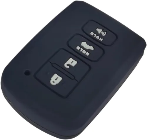 Miniatura 5 de Funda de silicona para llavero con control remoto sin llave, compatible con Toyota Avalon Camry Corolla Highlander RAV4, 4 botones (negro + gris)