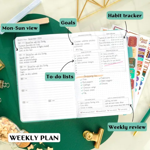 Miniatura 3 de Planificador Legend – planificador de vida semanal y mensual sin fecha para alcanzar tus objetivos y vivir feliz. Cuaderno organizador, diario