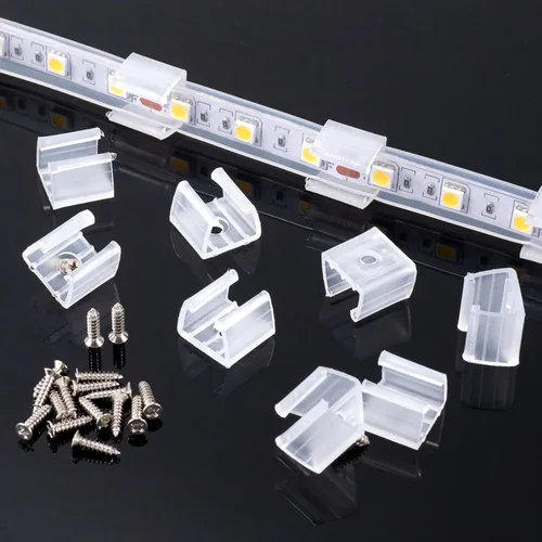 Miniatura 3 de Pndeyo Clips de tira de luz LED con tornillos, 100 piezas, clips de luz de cuerda para exteriores, clips de montaje de neón, soporte de abrazadera