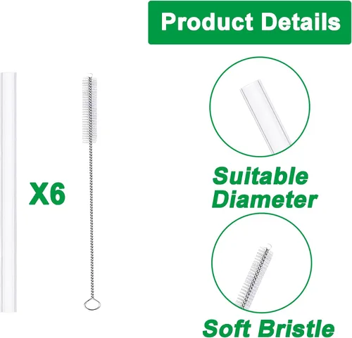 Miniatura 3 de Repuesto de popote compatible con vaso HydroJug Everyday de 14 onzas, 6 popotes con 1 cepillo