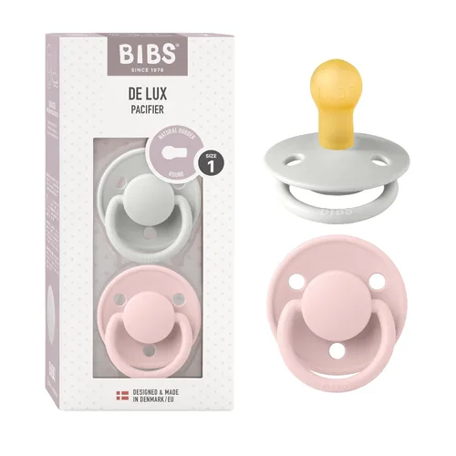 Miniatura 17 de BIBS De Lux - Paquete de 2 chupetes para bebé, fabricados en Dinamarca, chupete simulado sin BPA, pezón redondo. látex de goma natural, talla 1