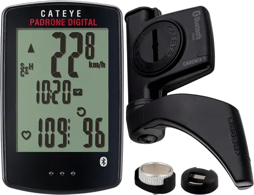 Miniatura 8 de CATEYE Padrone - Computadora digital Bluetooth para ciclismo, velocímetro inalámbrico IPX8, frecuencia cardíaca Bluetooth, compatible con velocidad