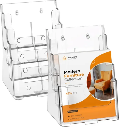 Miniatura 9 de FUCDTEFC Soporte acrílico para folletos de 8.5 x 11 y 4 x 9 pulgadas, soporte transparente de 4 niveles para revistas, soporte de exhibición